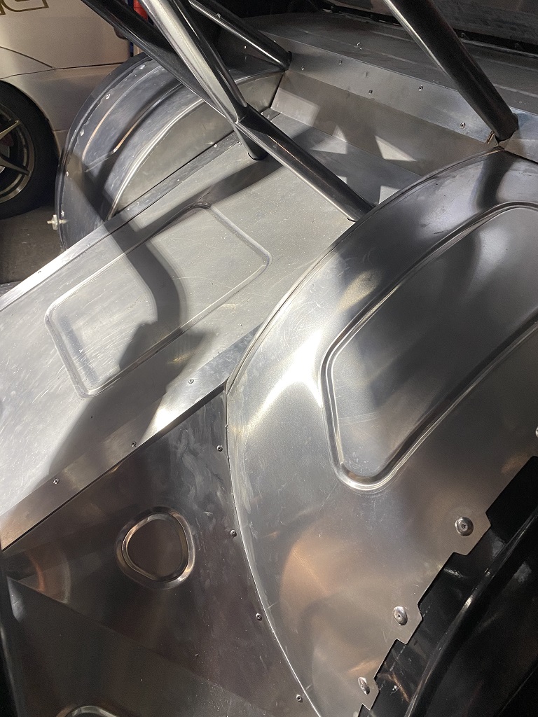 Mazda RX4 tubbed rear end, aluminium sheetmetal.